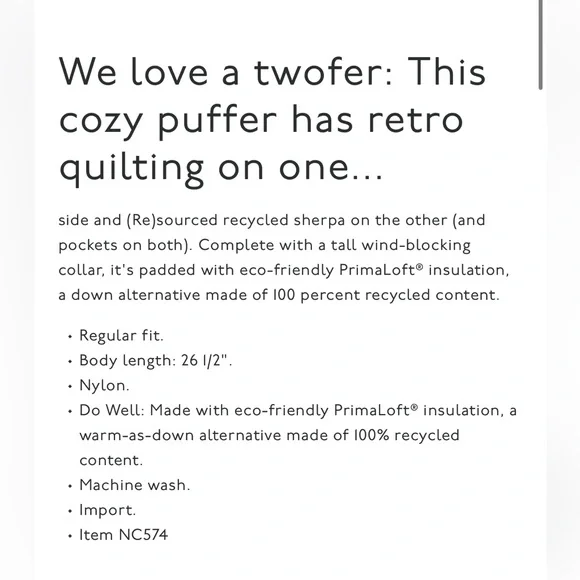 Madewell Reversible Sherpa Puffer Jacket - Picture 6 of 6